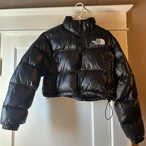 The North Face Shiny Black Cropped Jacket